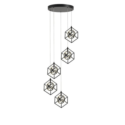 5 Light Pendant, Matte Black