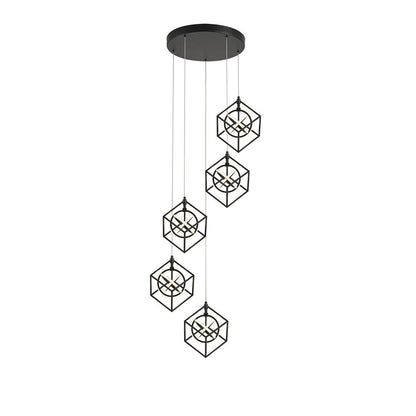 5 Light Pendant, Matte Black