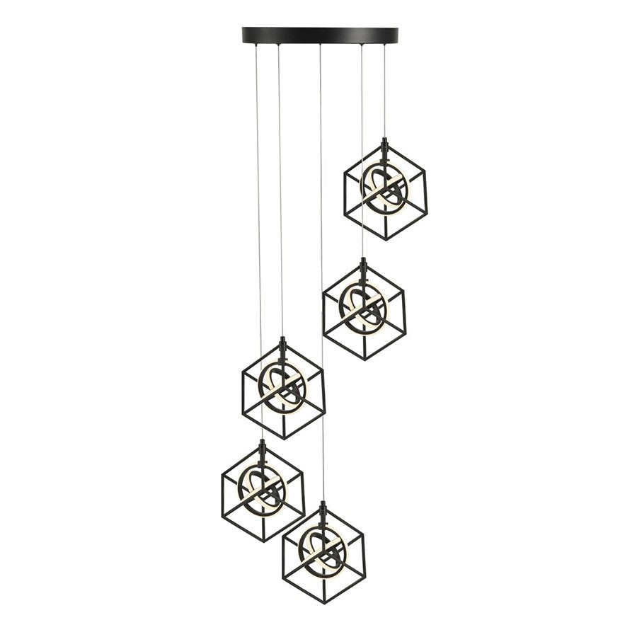 5 Light Pendant, Matte Black