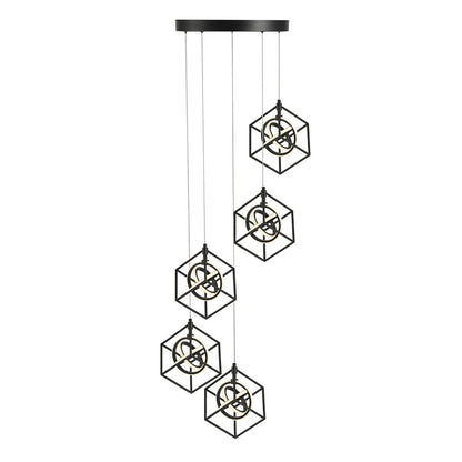 5 Light Pendant, Matte Black