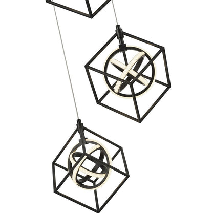 5 Light Pendant, Matte Black