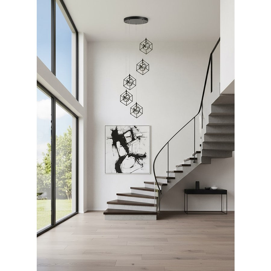 5 Light Pendant, Matte Black