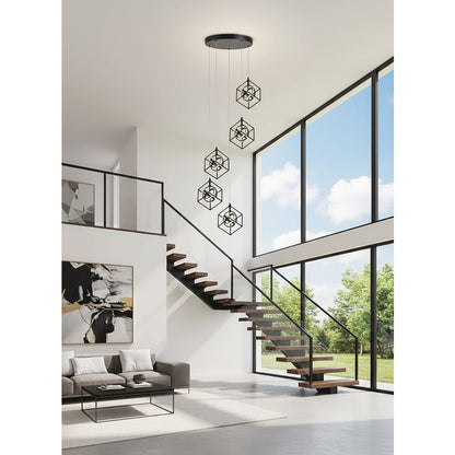 5 Light Pendant, Matte Black