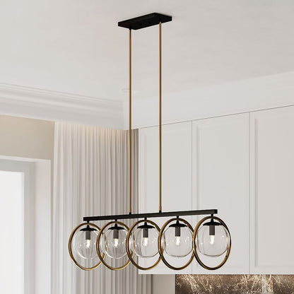 5 Light Linear Pendant, Black