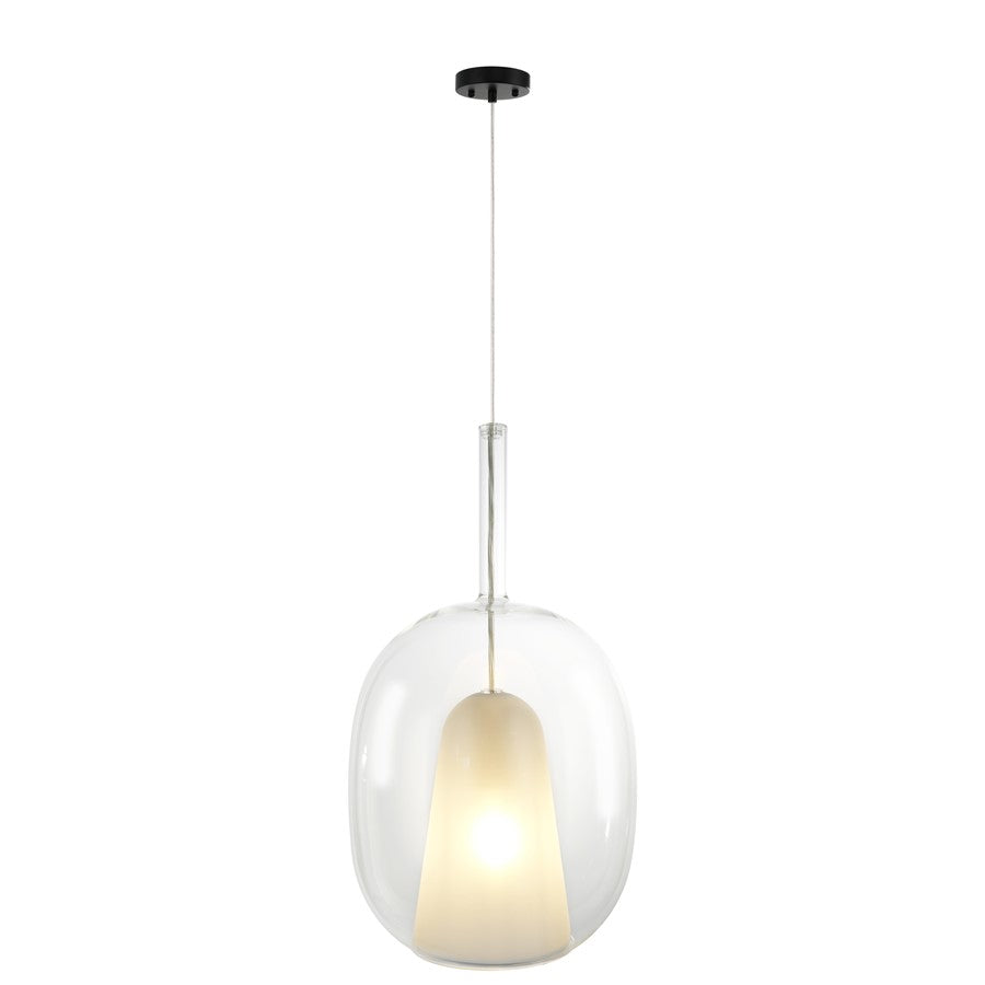 Artcraft Dusk 1 Light Pendant, Black/Clear