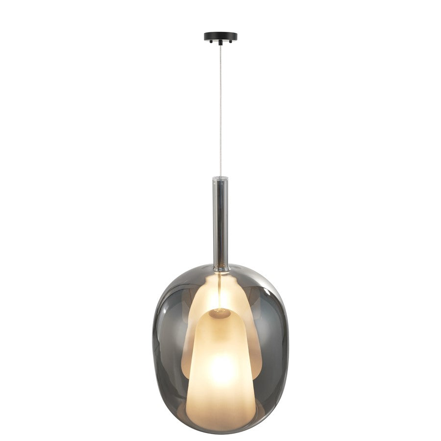 Artcraft Dusk 1 Light Pendant, Black/Smoke