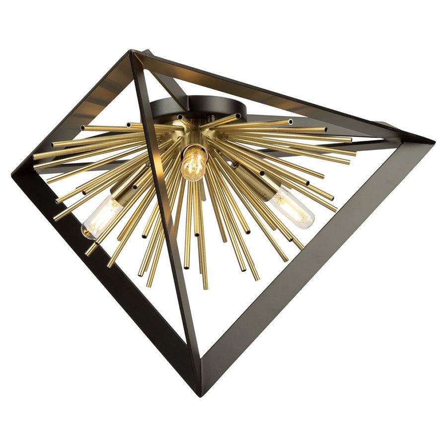 Artcraft Sunburst 3 Light 13" Flush Mount