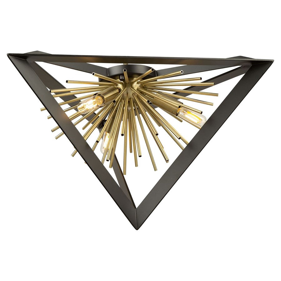 Artcraft Sunburst 3 Light 13" Flush Mount