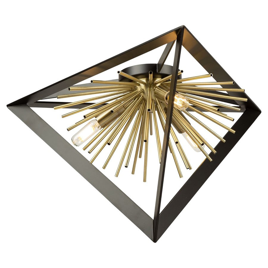 Artcraft Sunburst 3 Light 13" Flush Mount