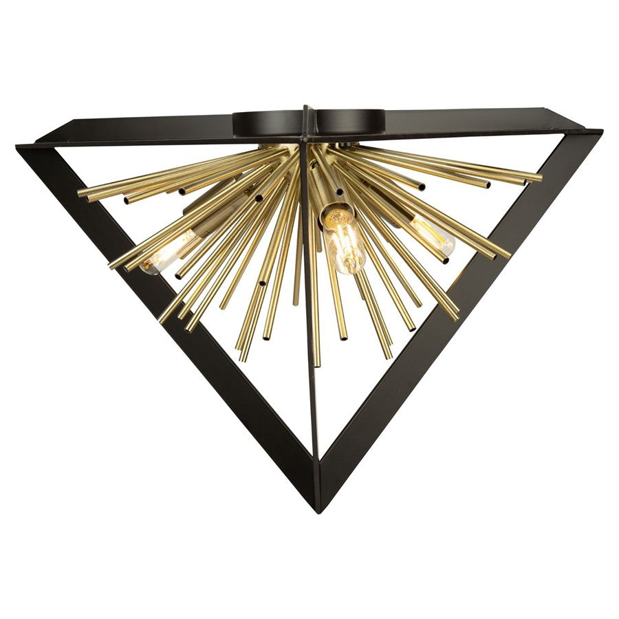 Artcraft Sunburst 3 Light 13" Flush Mount