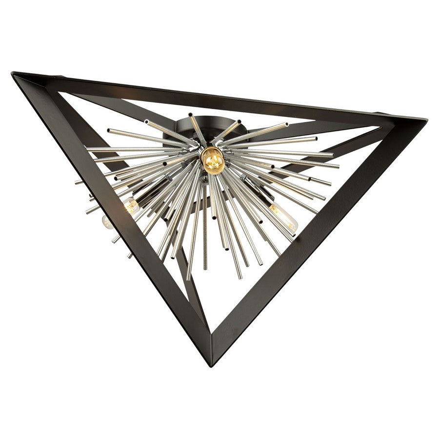 Artcraft Sunburst 3 Light 13" Flush Mount