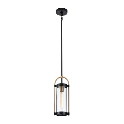 1 Light Pendant, Black/Brushed Brass