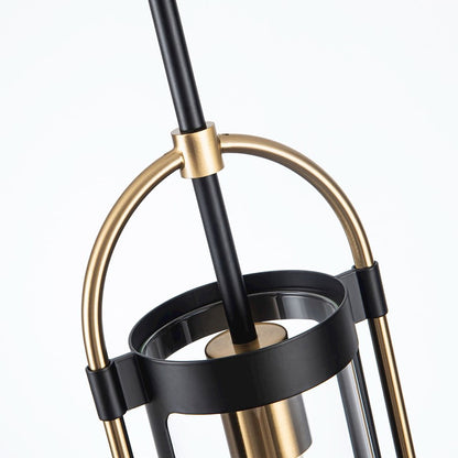 1 Light Pendant, Black/Brushed Brass