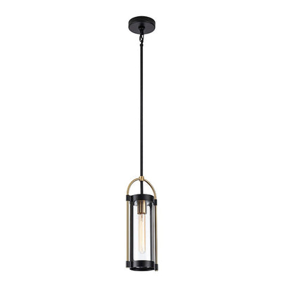 1 Light Pendant, Black/Brushed Brass