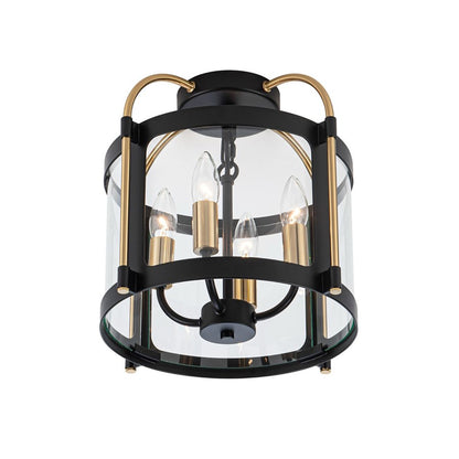 Artcraft Bonita 4 Light Flush Mount, Black/Brushed Brass