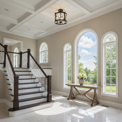 Artcraft Bonita 4 Light Flush Mount, Black/Brushed Brass