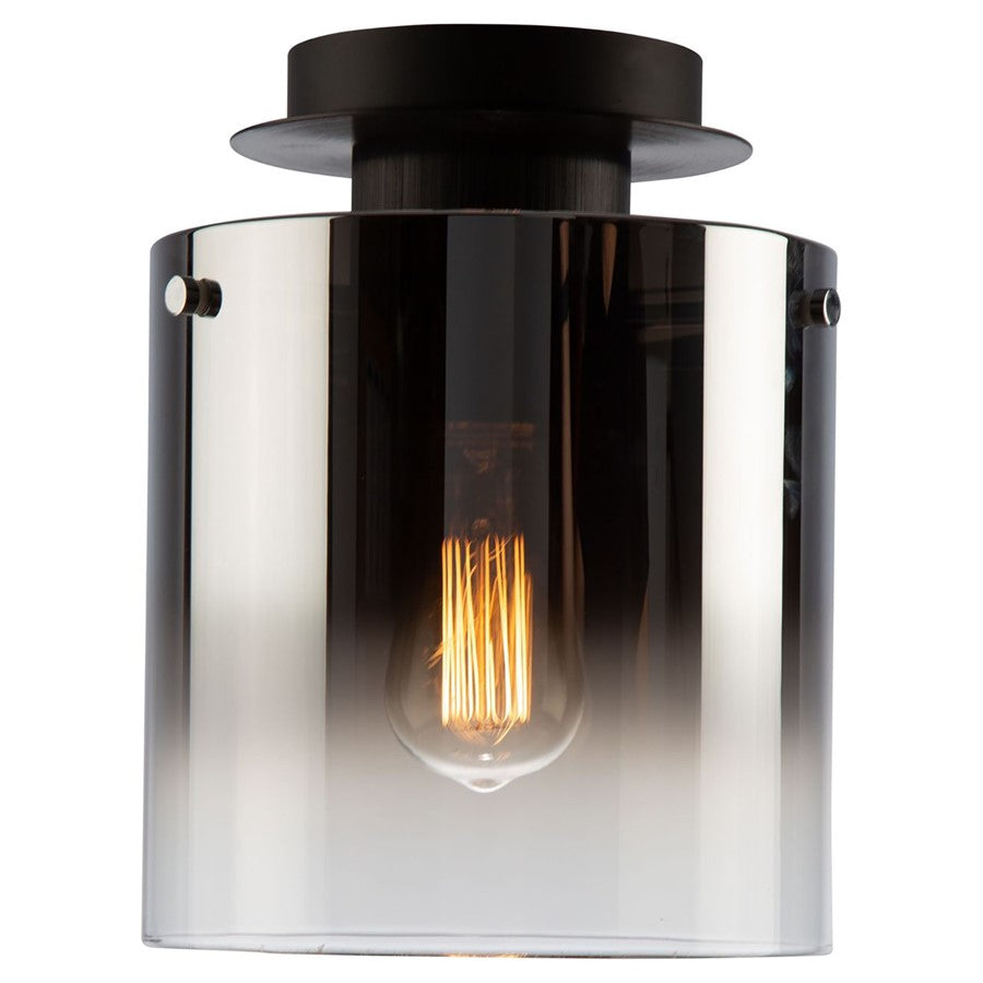 Artcraft Henley 1 Light 10" Flush Mount, Satin Black, Smoke Glass