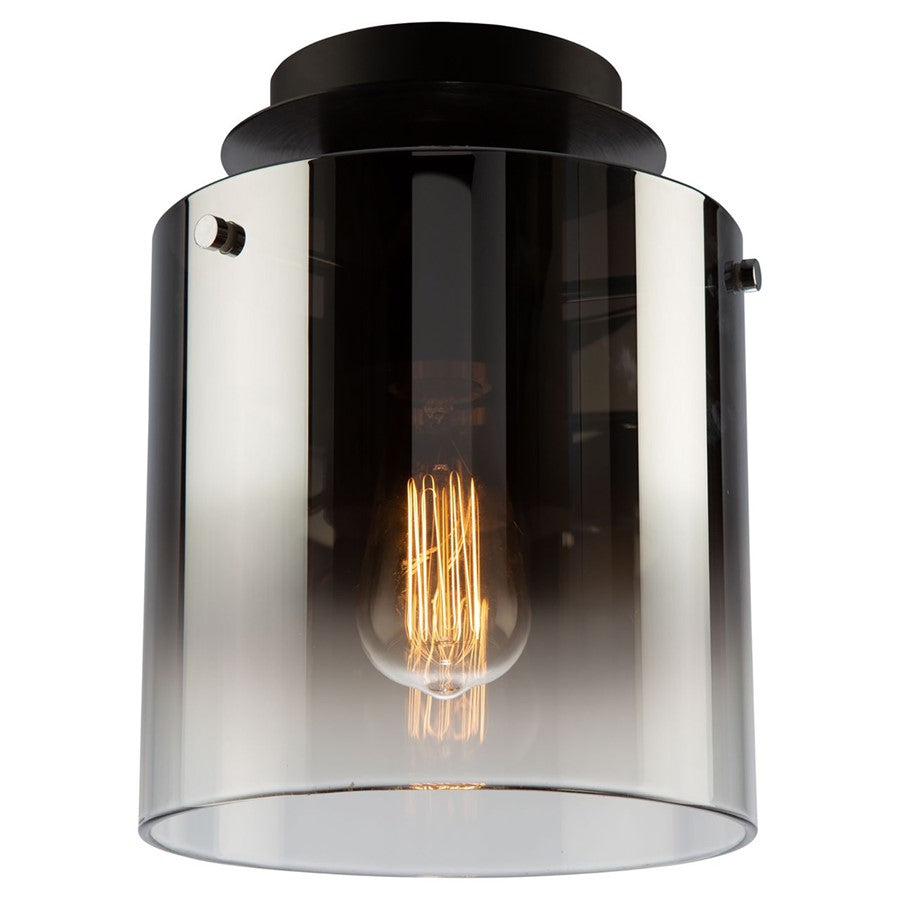 Artcraft Henley 1 Light 10" Flush Mount, Satin Black, Smoke Glass