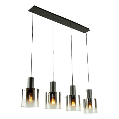 Artcraft Henley 4 Light Island Light, Satin Black/Smoke Glass