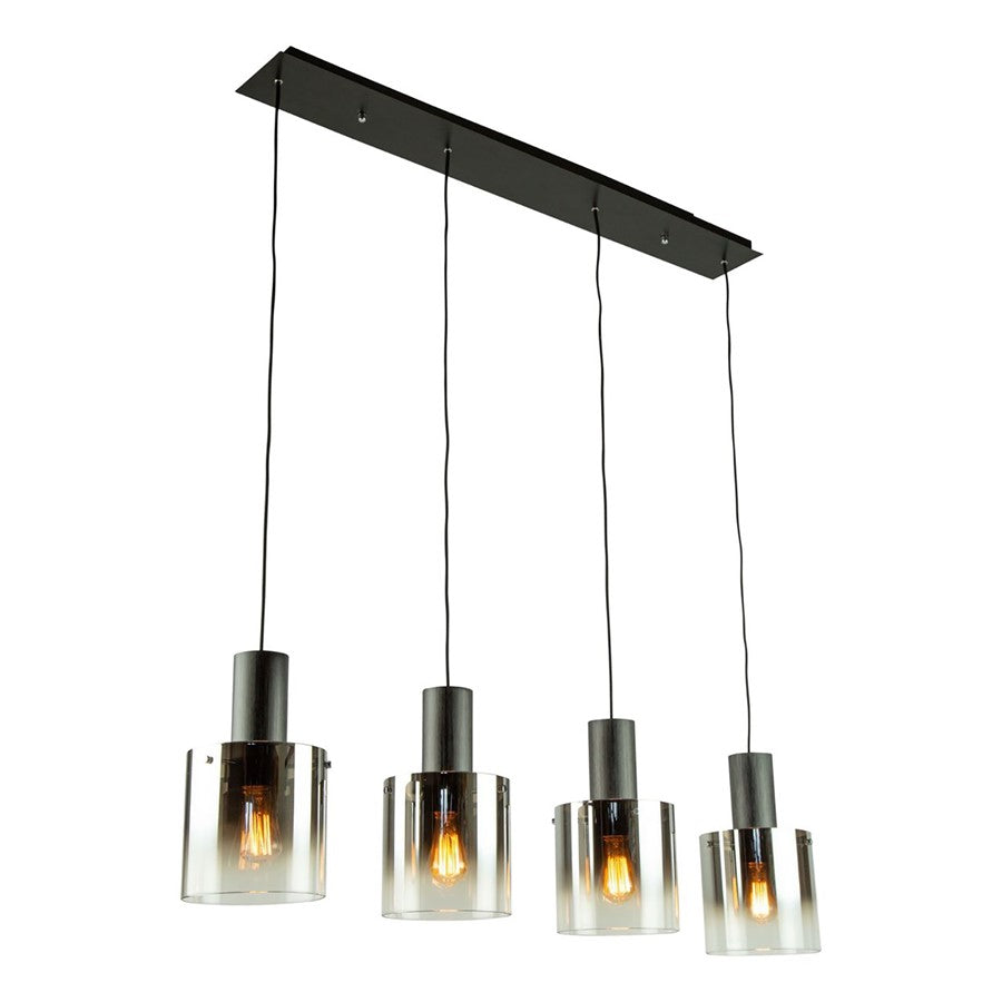 Artcraft Henley 4 Light Island Light, Satin Black/Smoke Glass