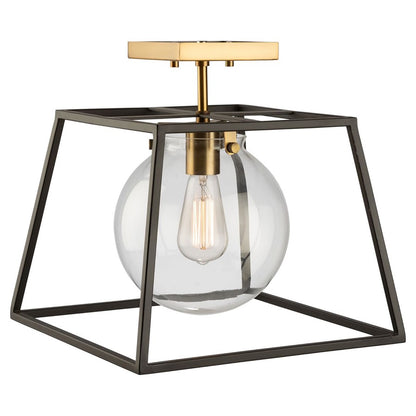 Artcraft Bridegtown 1 Light Semi Flush Mount, Black/Harvest Brass