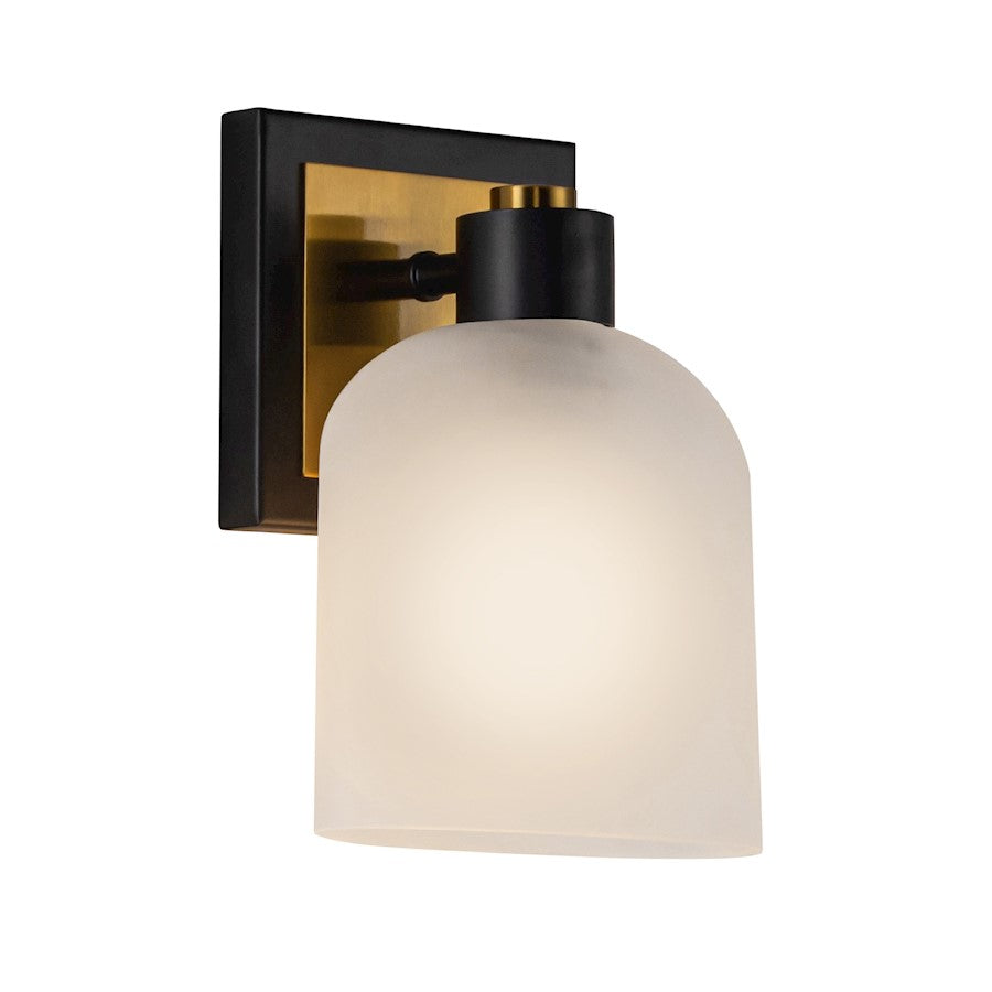 Artcraft Lyndon 1 Light Bathroom Sconce, Black/Brass/Clear - AC11691BB