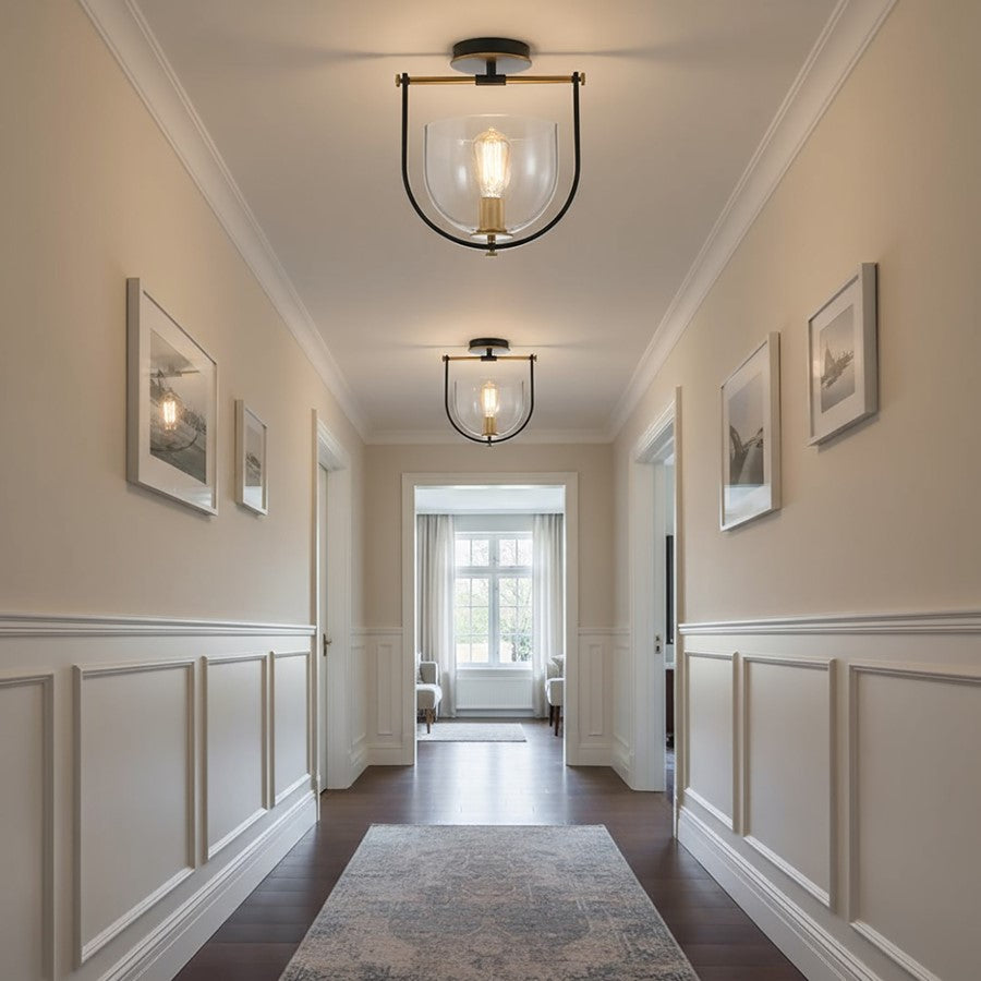 Artcraft Cheshire 1-Light Semi-Flush Mount, Black