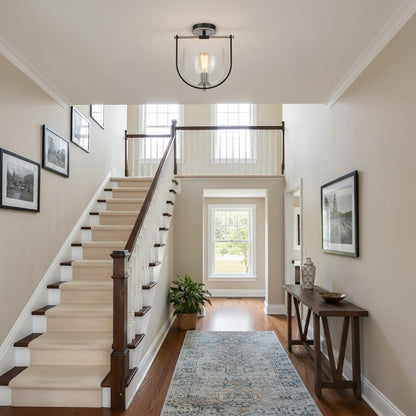 Artcraft Cheshire 1-Light Semi-Flush Mount, Black