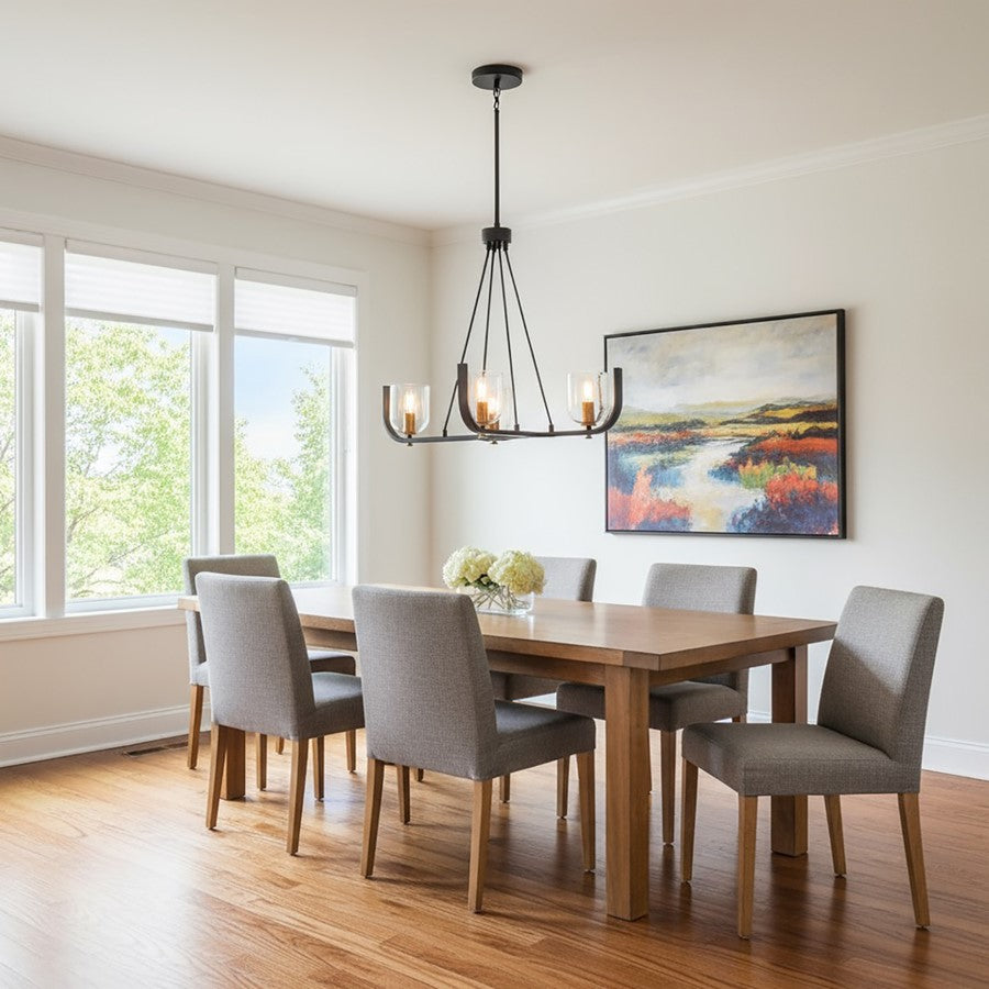 5 Light Chandelier, Black