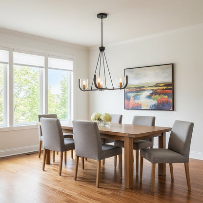 5 Light Chandelier, Black