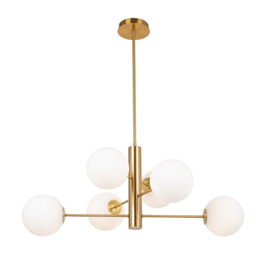 6 Light 31" Chandelier, Brass