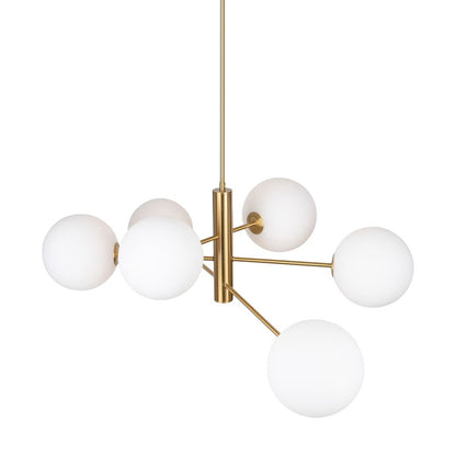 6 Light 48" Chandelier, Brass