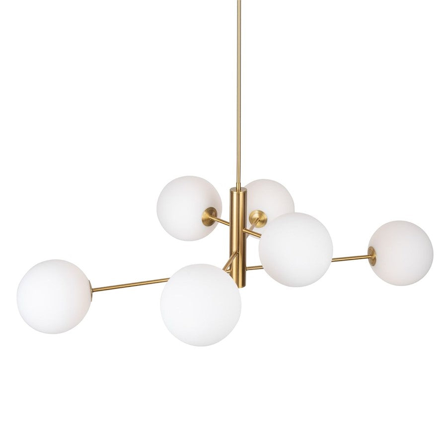 6 Light 48" Chandelier, Brass