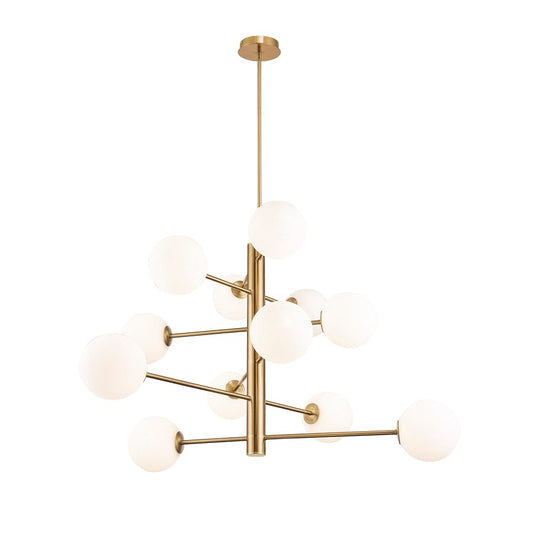 12 Light Down Chandelier, Brass