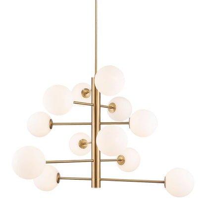 12 Light Down Chandelier, Brass
