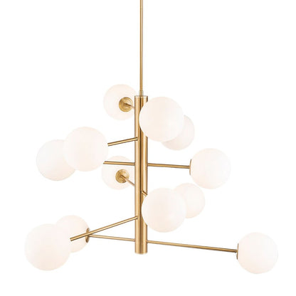 12 Light Down Chandelier, Brass