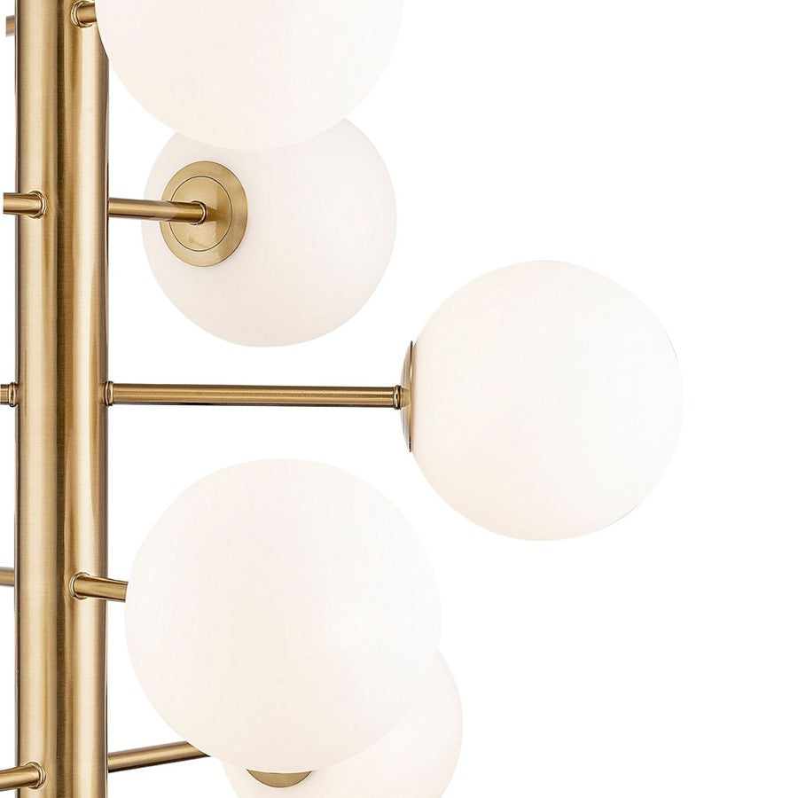 12 Light Down Chandelier, Brass