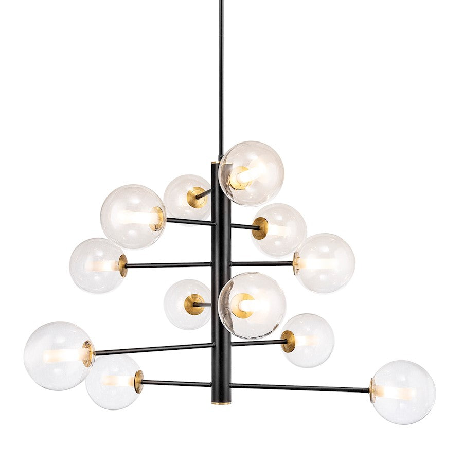 12 Light Down Chandelier, Black