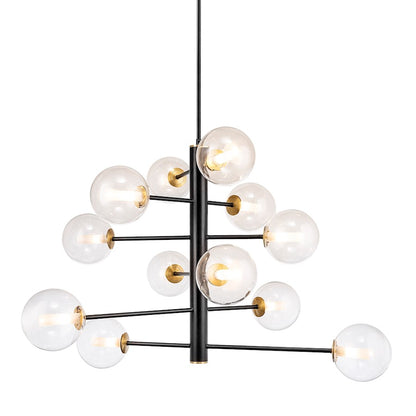 12 Light Down Chandelier, Black