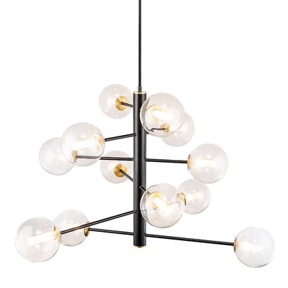 12 Light Down Chandelier, Black