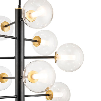 12 Light Down Chandelier, Black
