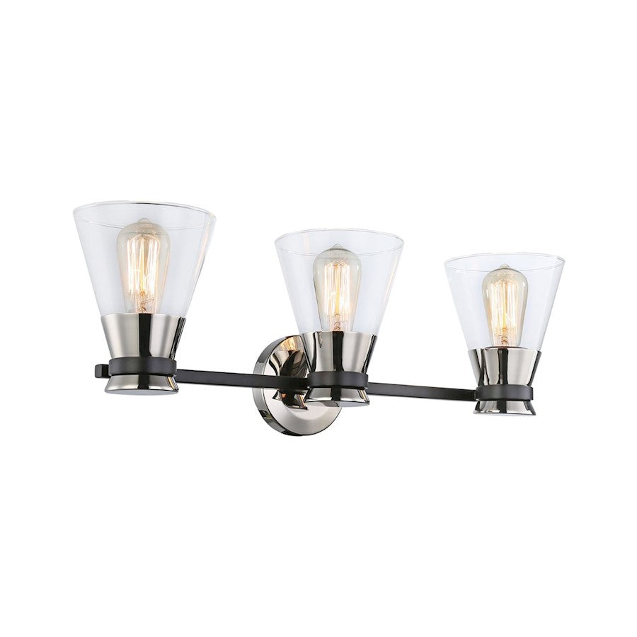 3 Light Bathroom Vanity Light, Black