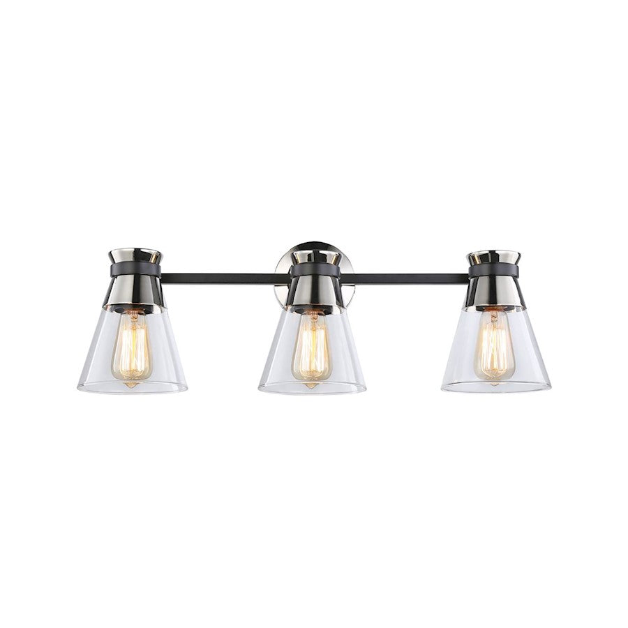 3 Light Bathroom Vanity Light, Black