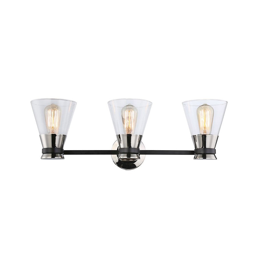 3 Light Bathroom Vanity Light, Black