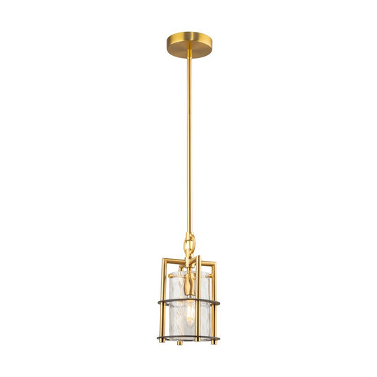 Artcraft Burford 1 Light Down Pendant, Brass/Black/Clear - AC11810BB