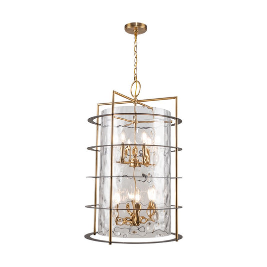 12 Light Down Chandelier, Brass