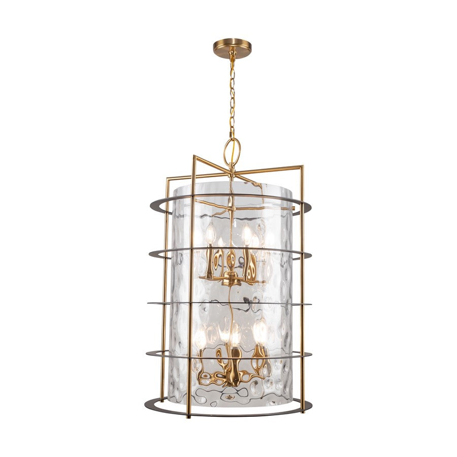 12 Light Down Chandelier, Brass