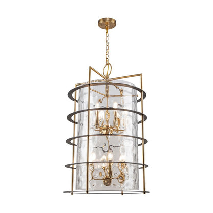 12 Light Down Chandelier, Brass