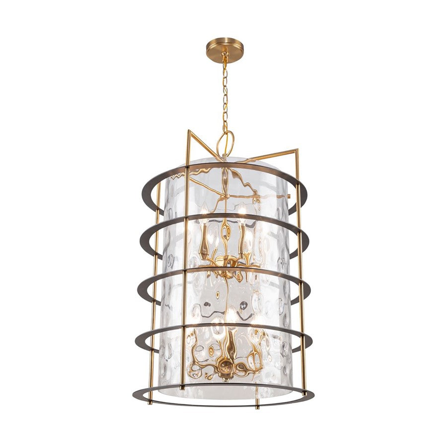 12 Light Down Chandelier, Brass