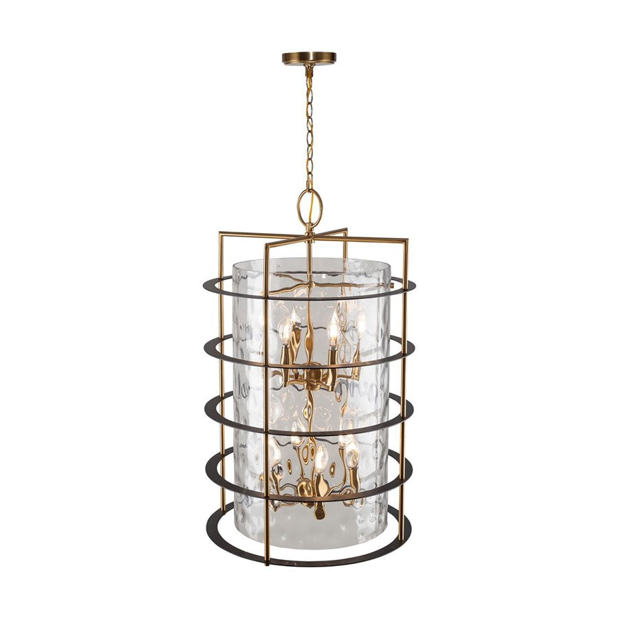 12 Light Down Chandelier, Brass